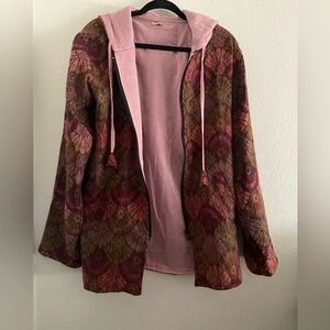 Vini Long Hooded Jacket Boho Artsy Pink Size S/M